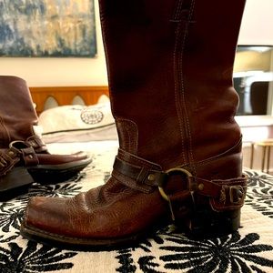 Frye 77250 Belted Harness Women’s Size 8.5 M Brown Leather Motorcycle Boots